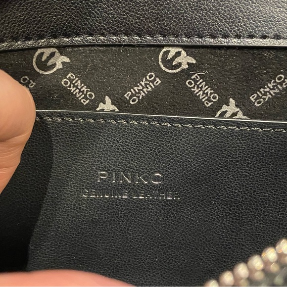 Pinko black leather her flap with multicoored graffiti print chain love bag - Picture 11 of 14